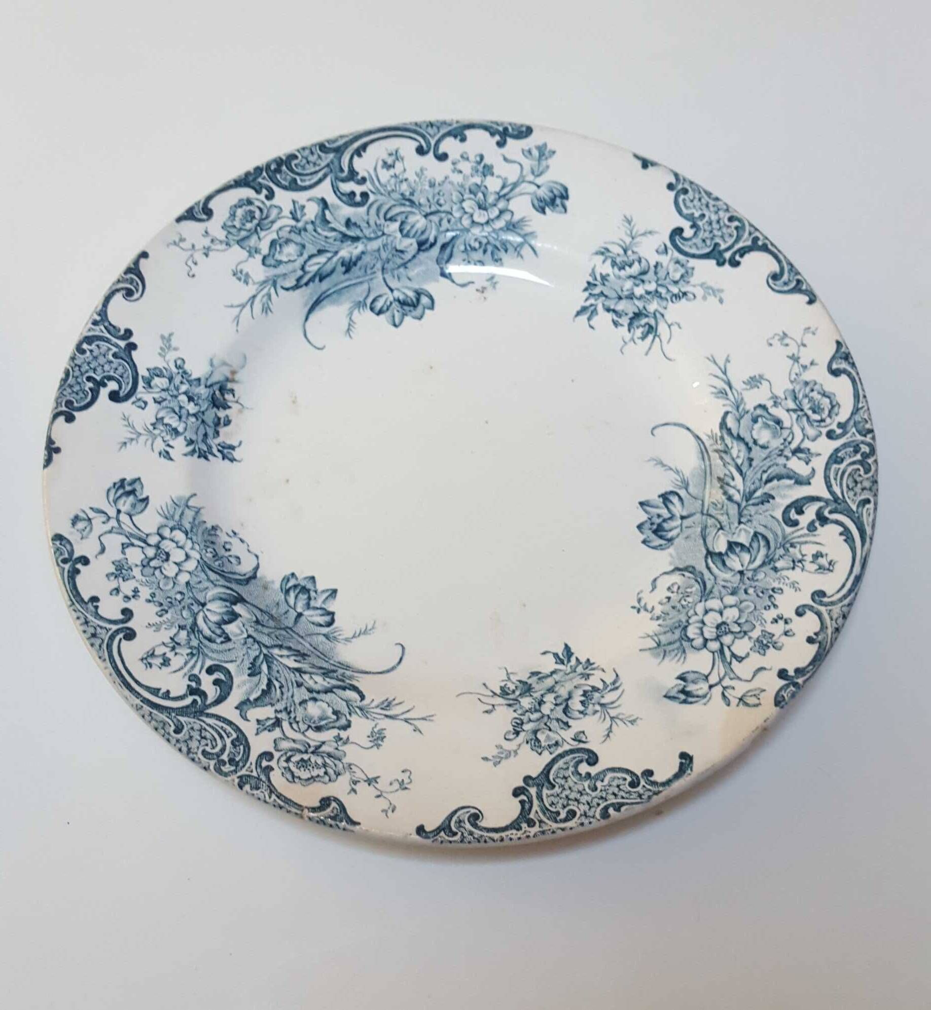Lot of 2 old 19th century earthenware plates À.Lebacqz and M.Bouchart Sully 23