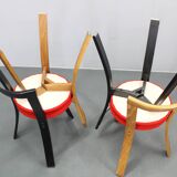 4 chaises en bois, années 1970