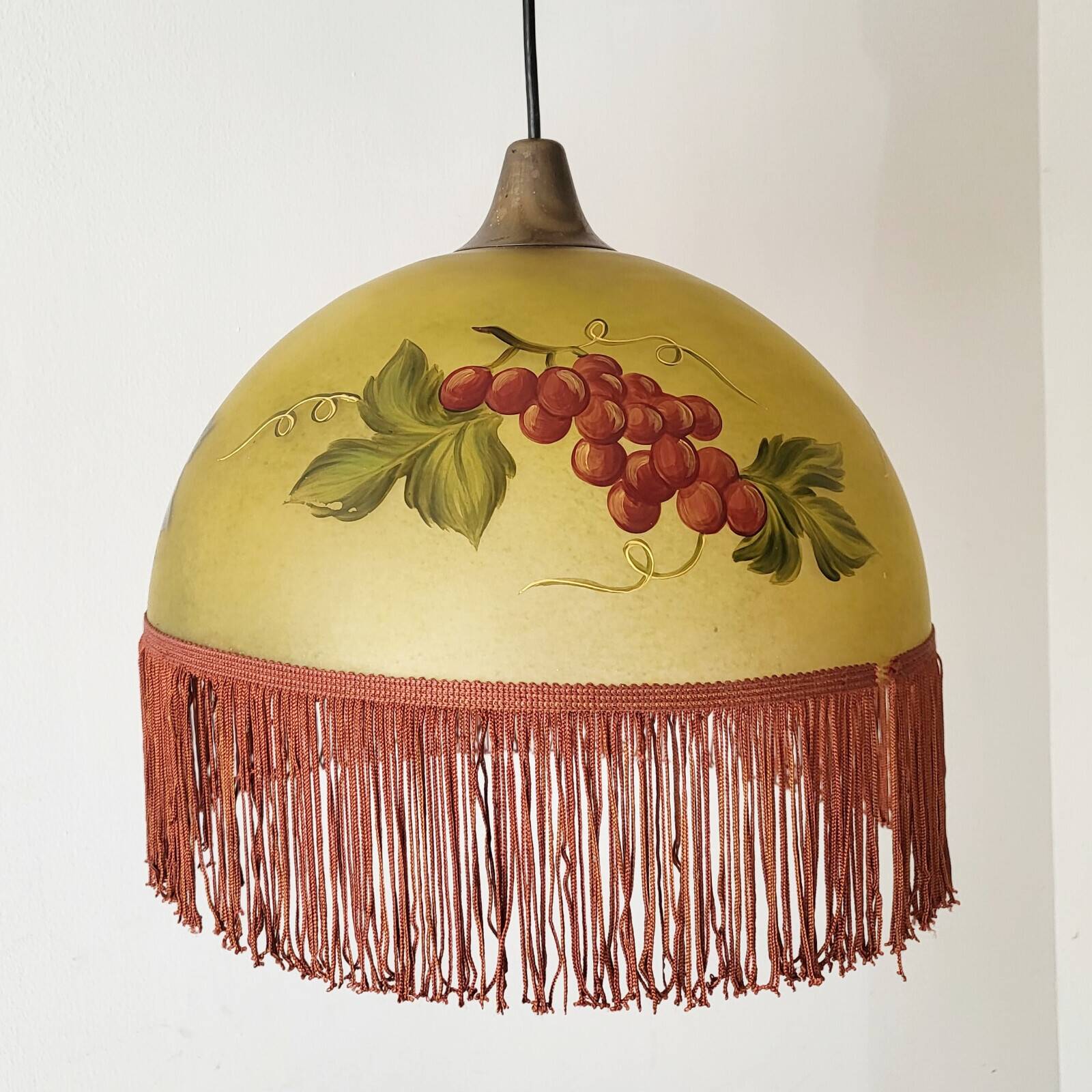 Set of 10 vintage 1960s glass shade lamps with grape decoration
