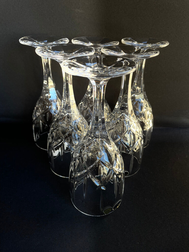 Bohemia - glasses on foot (6) - Modern mid-century - Lead crystal 24% Pbo