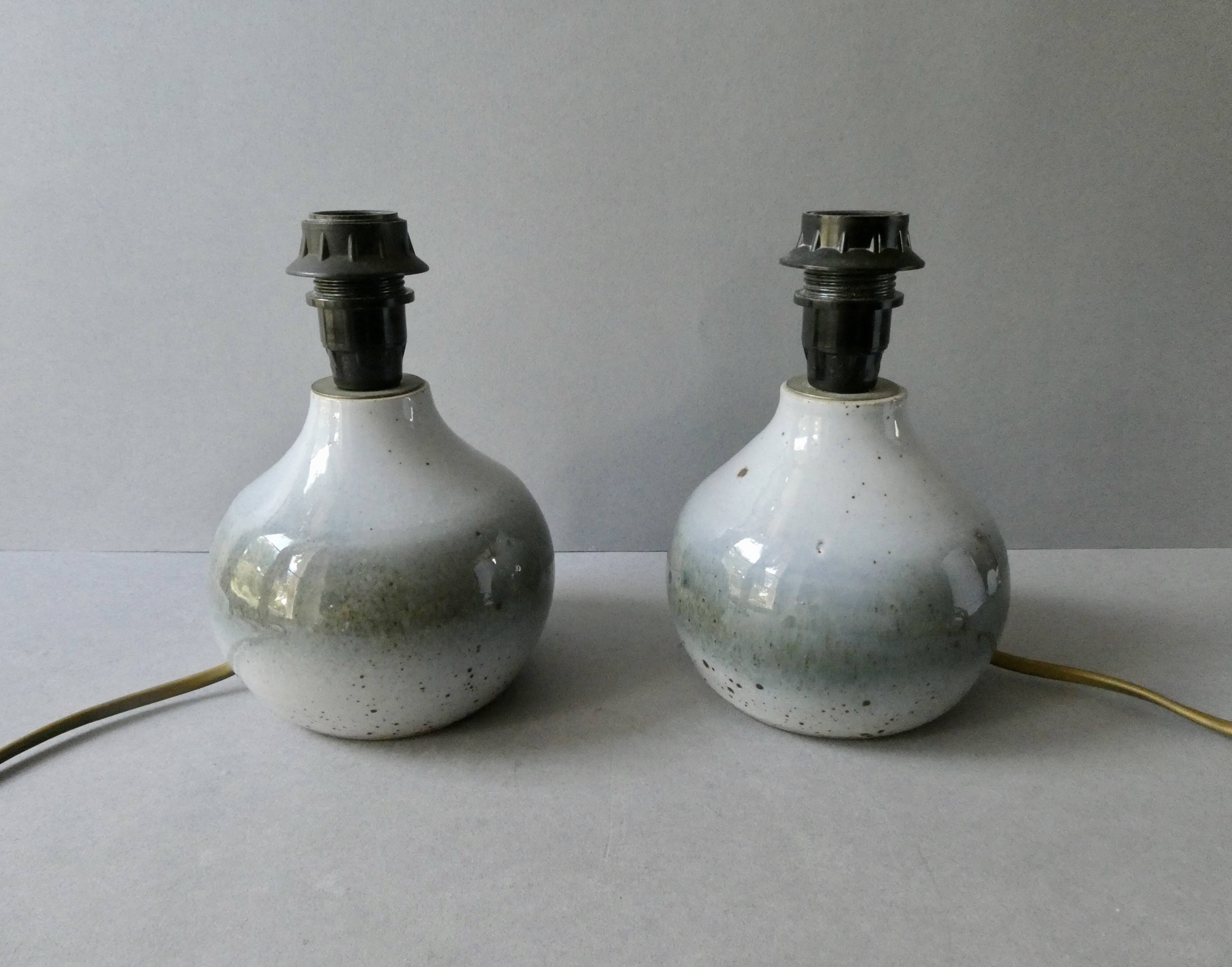 Pair of glazed ceramic lamps, 1970s-1980s
