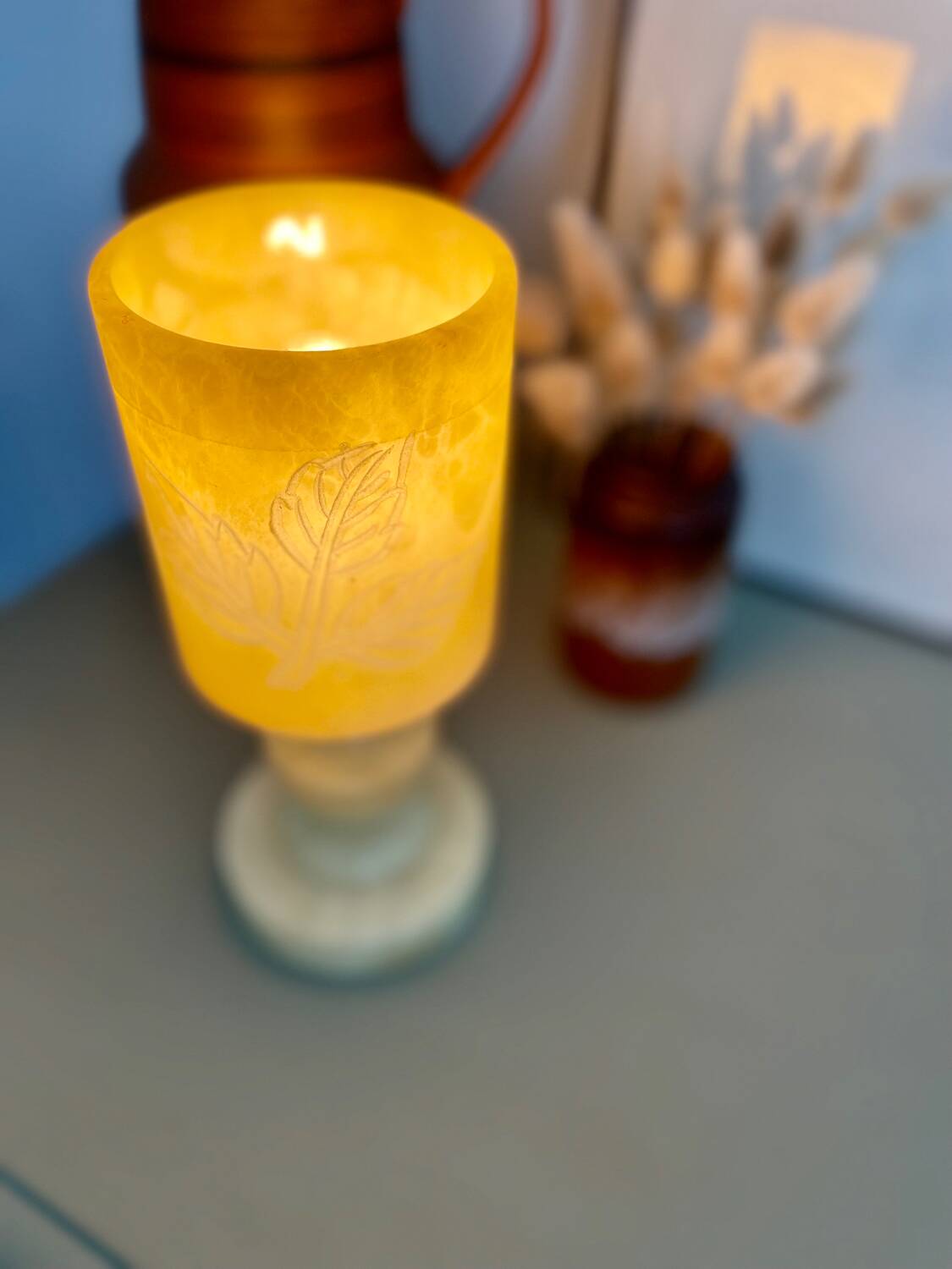 Small vintage alabaster floor lamp
