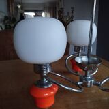 Space age chrome and ceramic chandelier