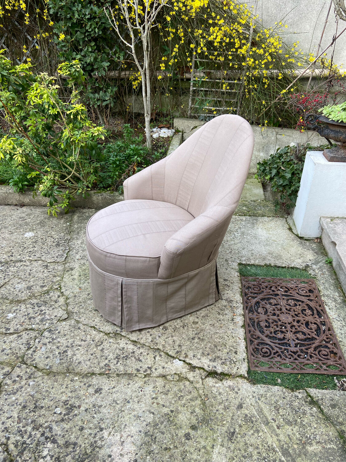 Vintage canvas toad armchair 1970