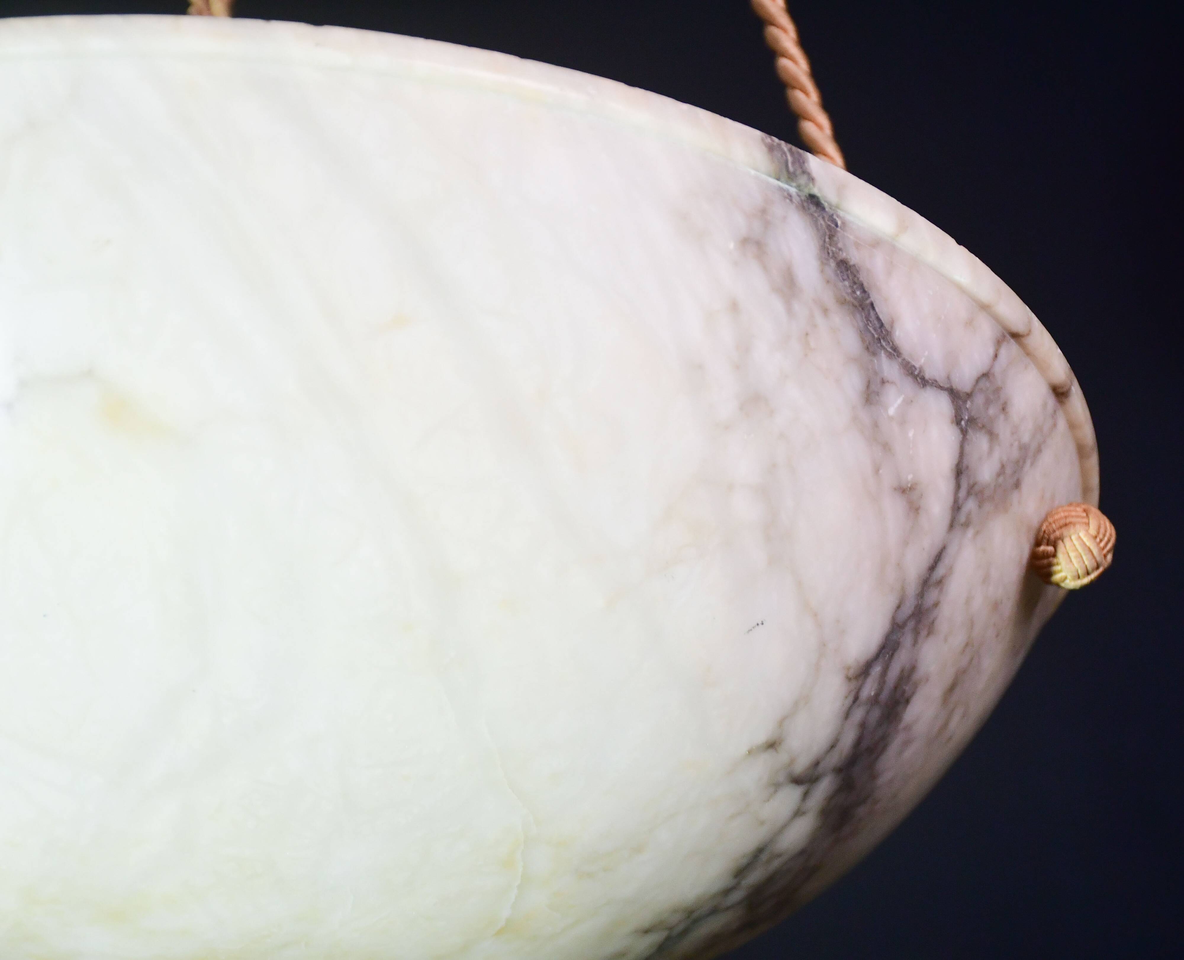 Great size superb Art Deco white alabaster chandelier, 1930s