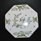 Trivet Octagonal tray in polychrome earthenware MOUSTIERS Lallier