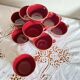 Set of 10 old red and gold ceramic coffee tea cups