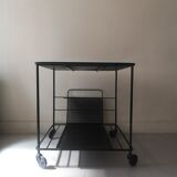 Perforated black metal trolley service, Matégot 1950 design