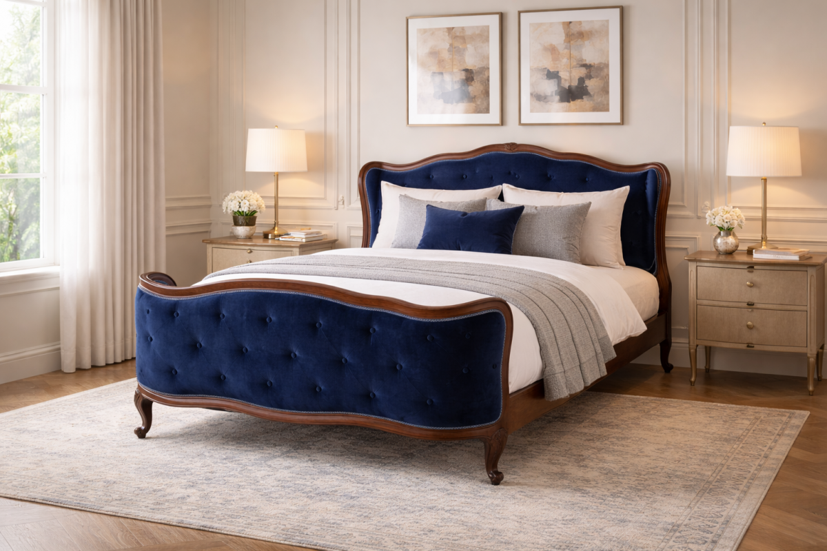 Antique bed, France, circa 1900. After renovation.