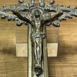 Ancient bronze crucifix brass object of worship, jesus Christ religion nineteenth