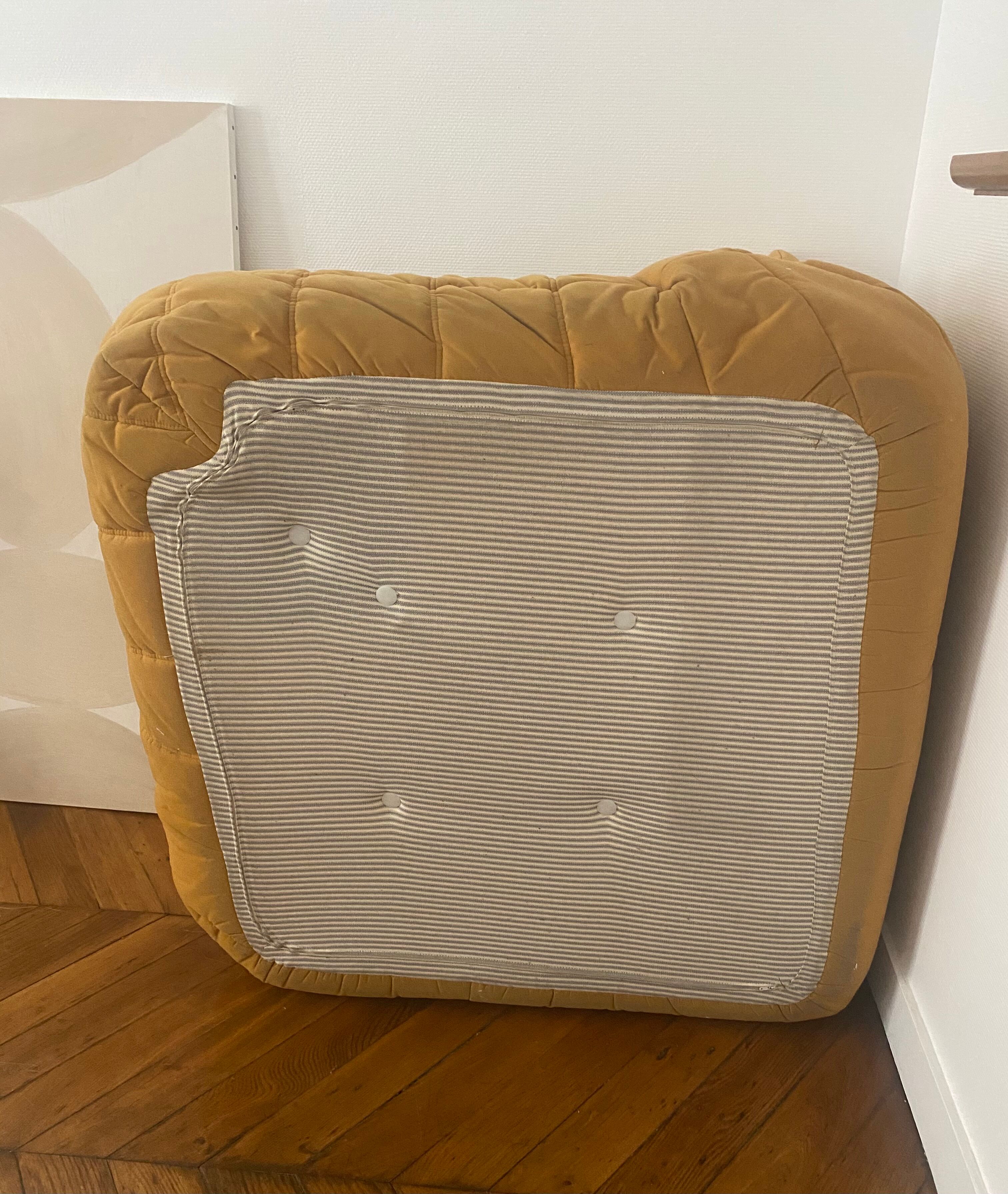 Togo armchair corner heater line roset in original yellow curry alcantara