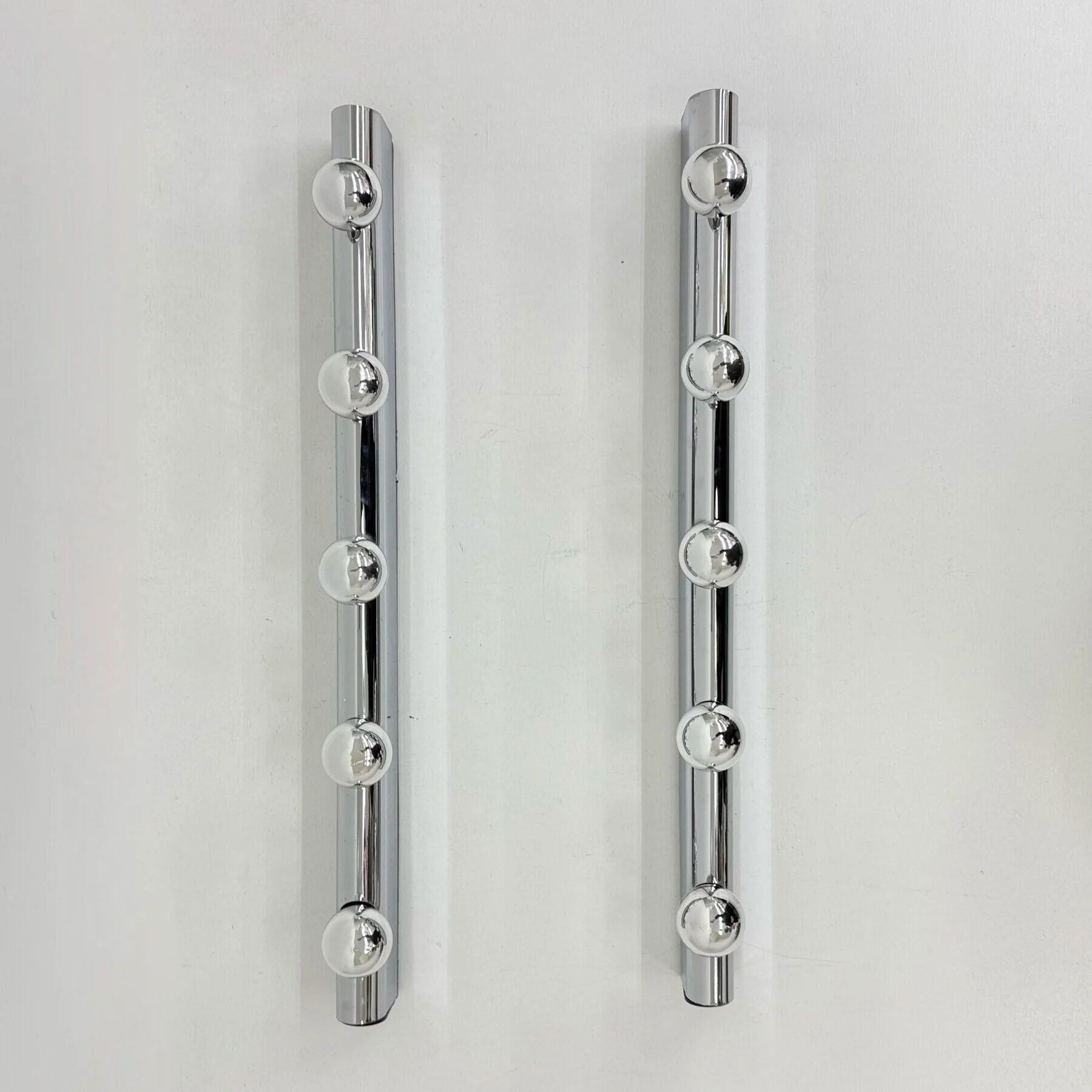 Set of 2 Targetti Sankey chrome wall lamps, 1970s