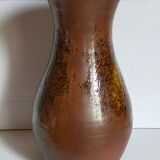 High potter's vase with flared neck with tachist enamel