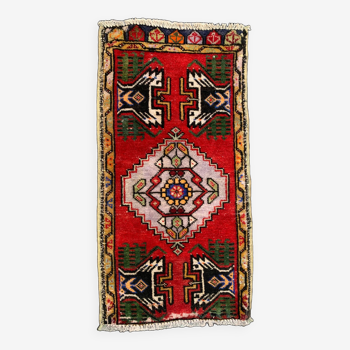 Petit tapis turc vintage 103x52 cm, Short Runner, Tribal, Shabby, Mini Tapis