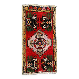 Small Vintage Turkish Rug 103x52 cm, Short Runner, Tribal, Shabby, Mini Carpet