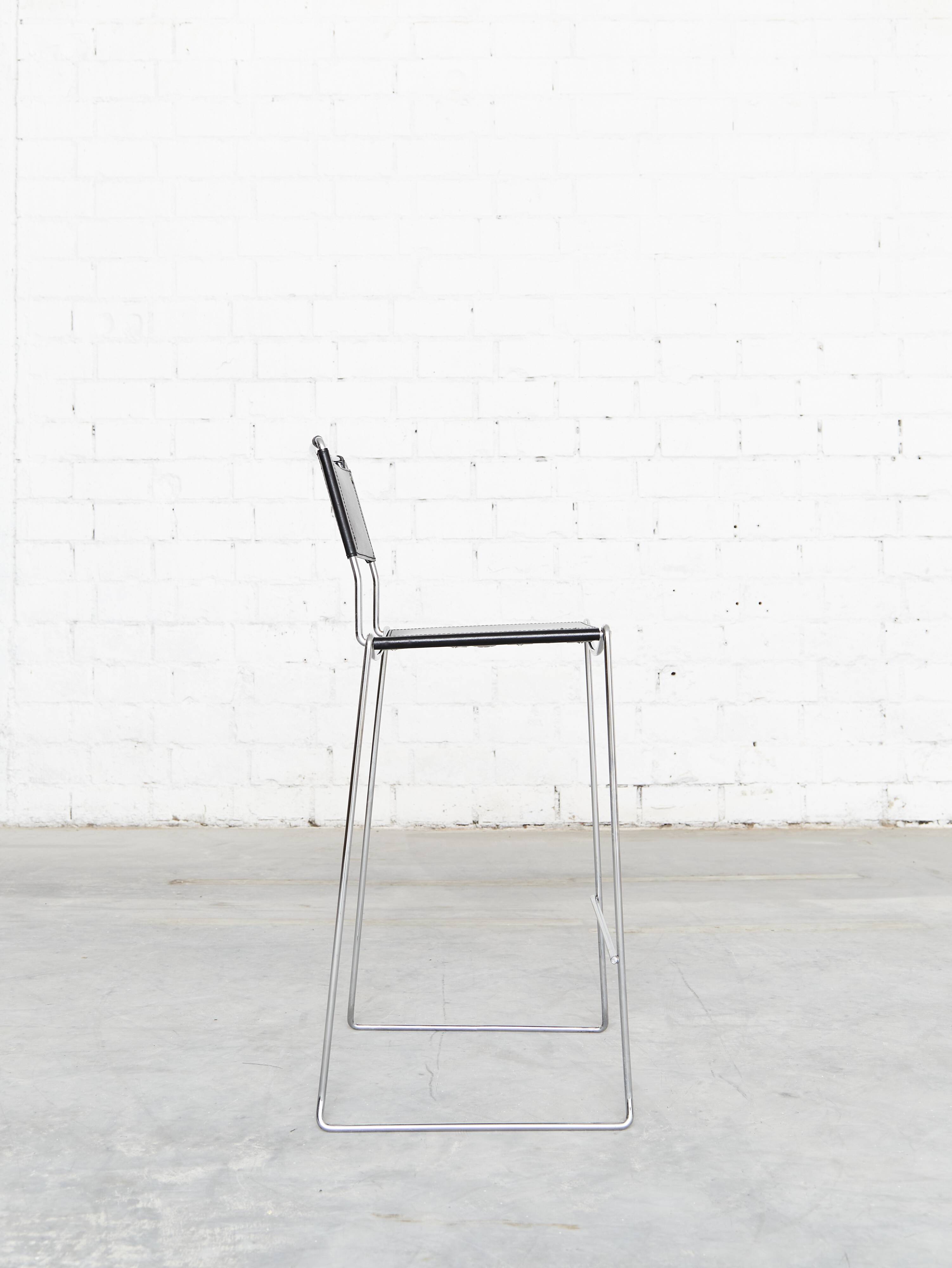 Leather barstools by Giandomenico Belotti for Alias, 1980s, set of 6