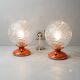 2 space age orange table lamps, 1960s, West Germany