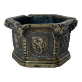 Gothic style bronze ashtray in the shape of a well with heraldic motifs by Max Le Verrier