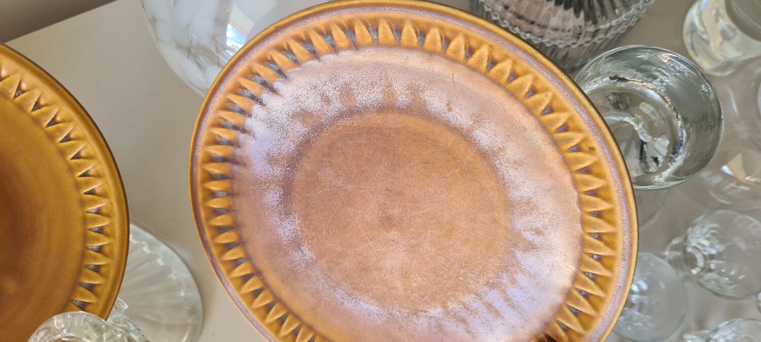 Vintage ceramic plate pair honey - Kera Vitral, Czechoslovakia