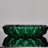 Ashtray in transparent cut glass green color made in france