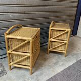 Pair of rattan bedside tables 1970s