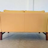 VINTAGE DANISH RETRO SKIPPER 2 PERSON SOFA IN BUTTERMILK LEATHER
