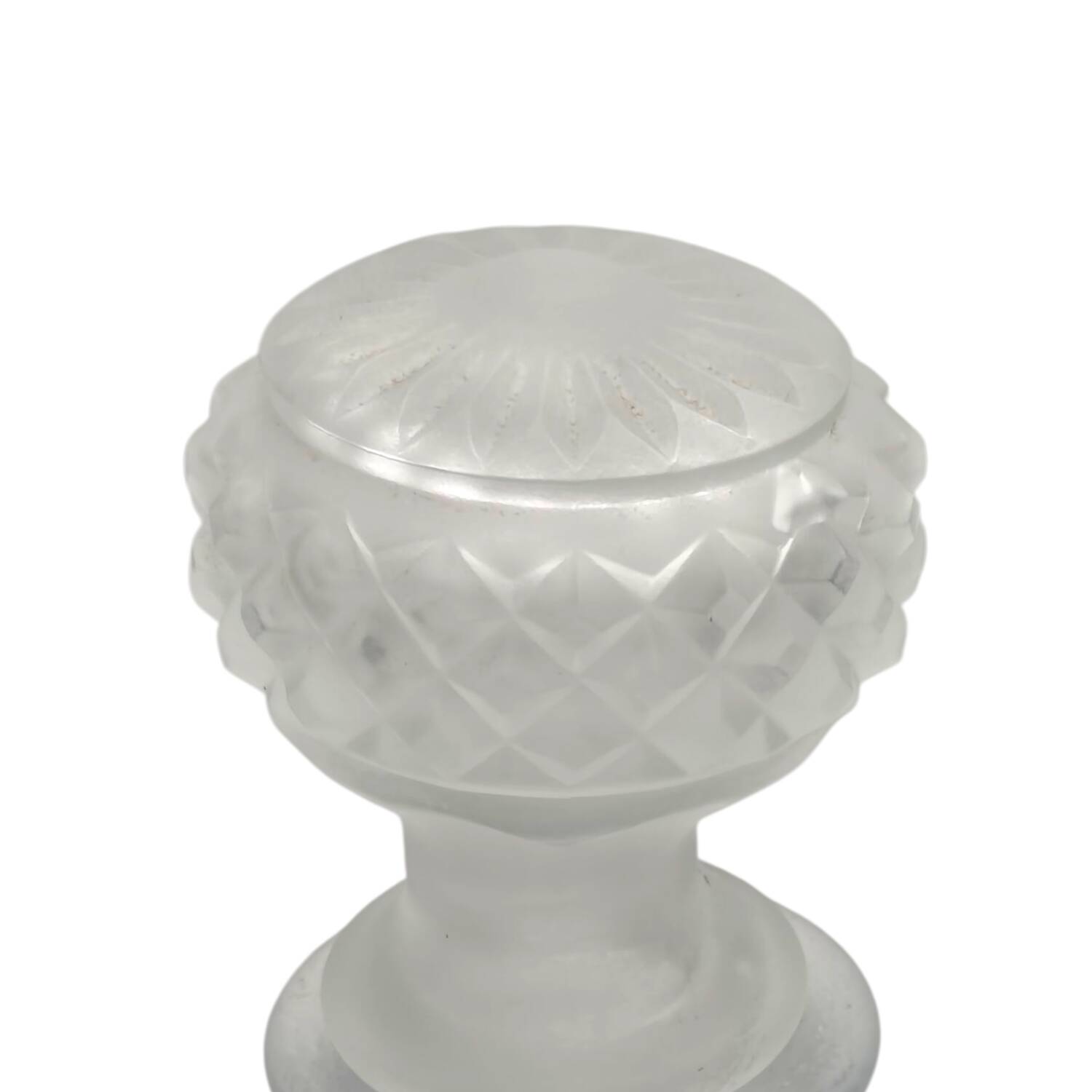 Vintage 1950s French Frosted Glass Decanter - Embossed Grapevine