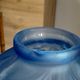 Pair of vases art deco glass blue pattern flower chrysanthemums