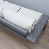 Vintage 3-seater sofa by Marzio Cecchi in ribbed leather 1970s