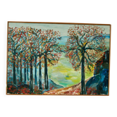 Original Swedish vintage oil on canvas – "Autumn Trees"