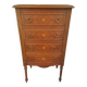 Chiffonnier commode en noyer 4 tiroirs marbre rose