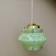 Suspension globe art déco en verre de Clichy vert mint et doré
