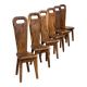 Sculptural high-back chairs in solid olive wood from the 1960s, set of 6.