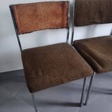 Five chairs in chromed metal and mottled fabric