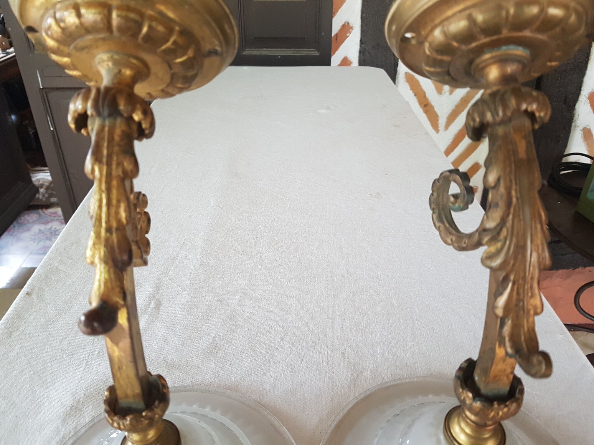 Old art deco bronze wall light 1930