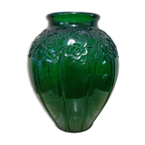 Vase ovoïde verre vert art déco