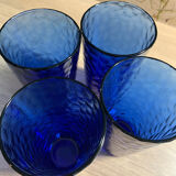 Set of 4 large blue glass ~13cm