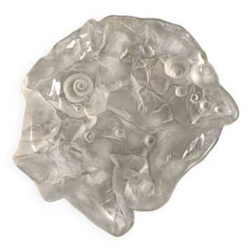 Heavy Crystal Trinket Bowl - Ashtray with Shells by Jolanda Prinsen, 1970s