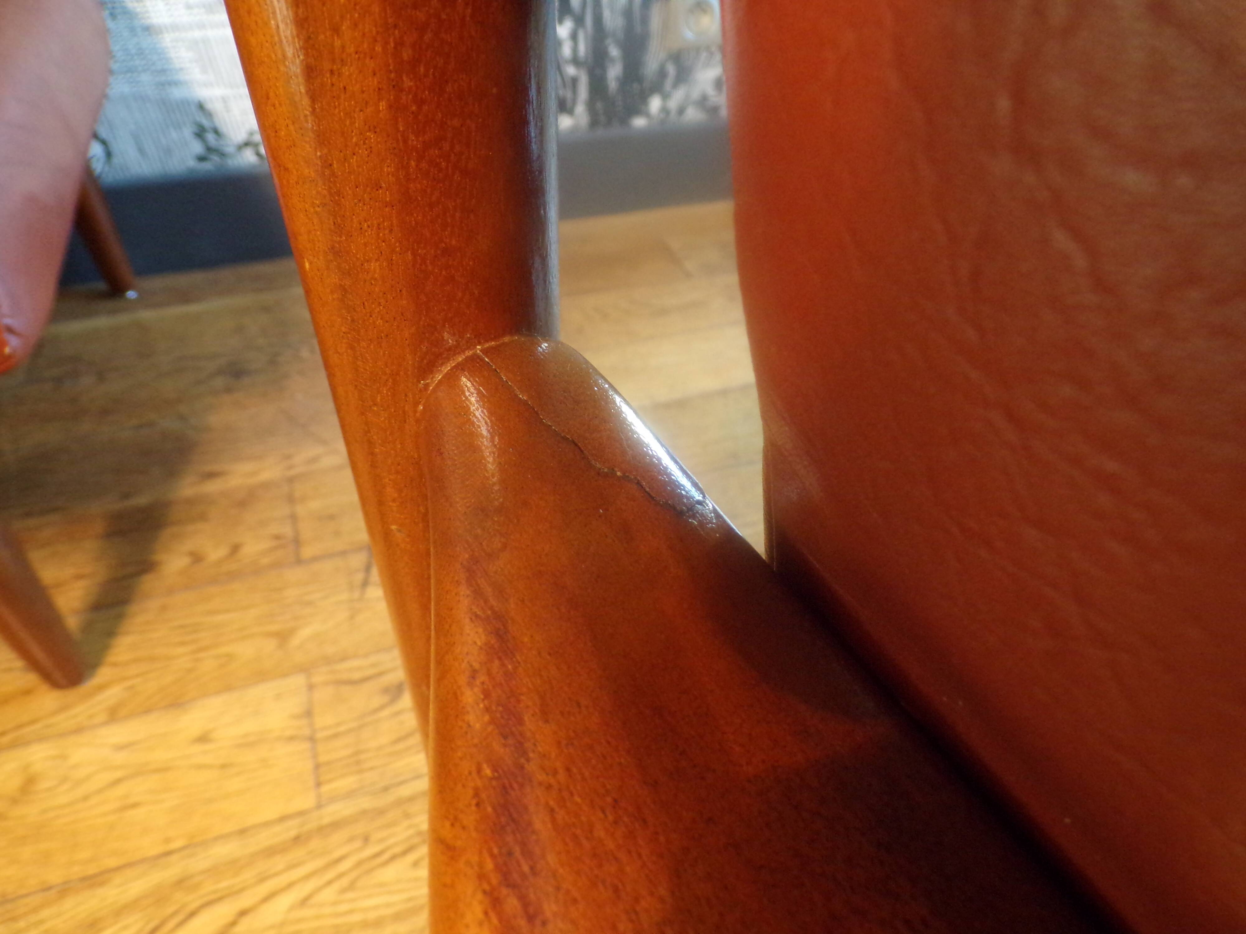 Pair of Scandinavian teak and leather armchairs