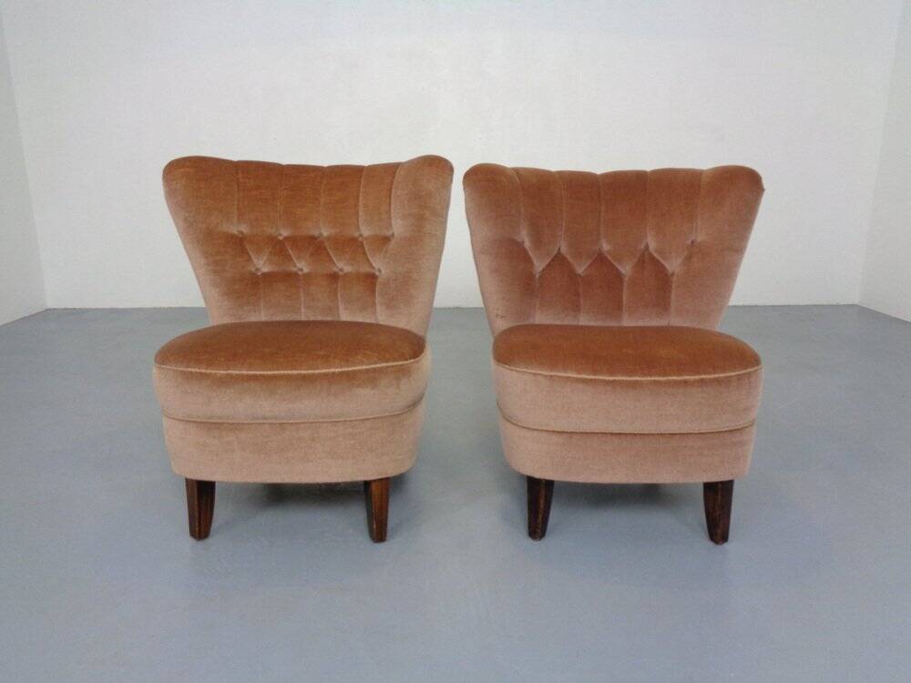 Mohair Club Chairs by Adolf Wrenger, Germany, 1950s, Set of 2