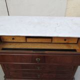 Chest of drawers secretary Louis Philippe in walnut and magnifying glass