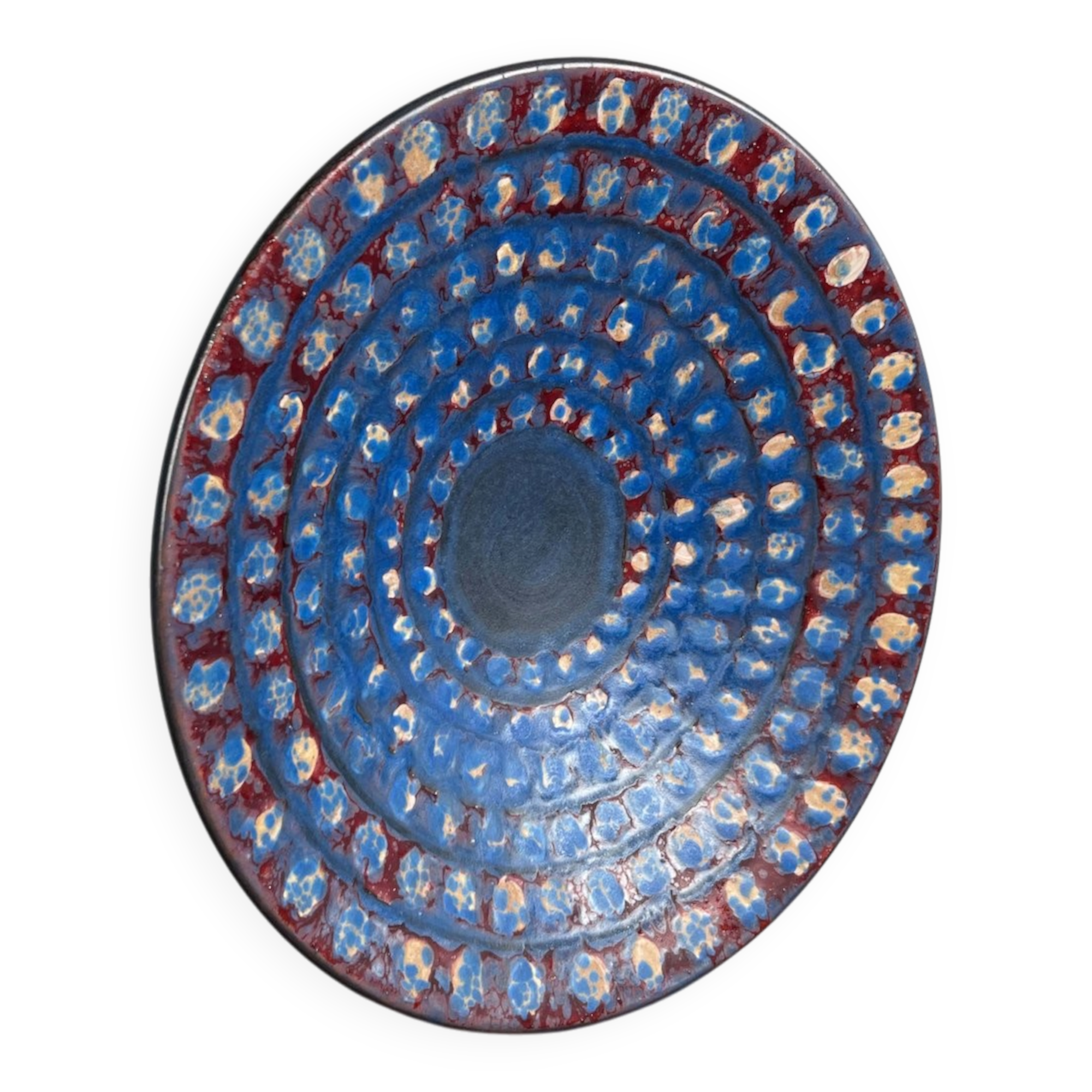 Large Mid-Century Modern German Studio Pottery Decorative Wall Plate by Eva Fritz-Lindner for Karlsruher Majolika, 1960s