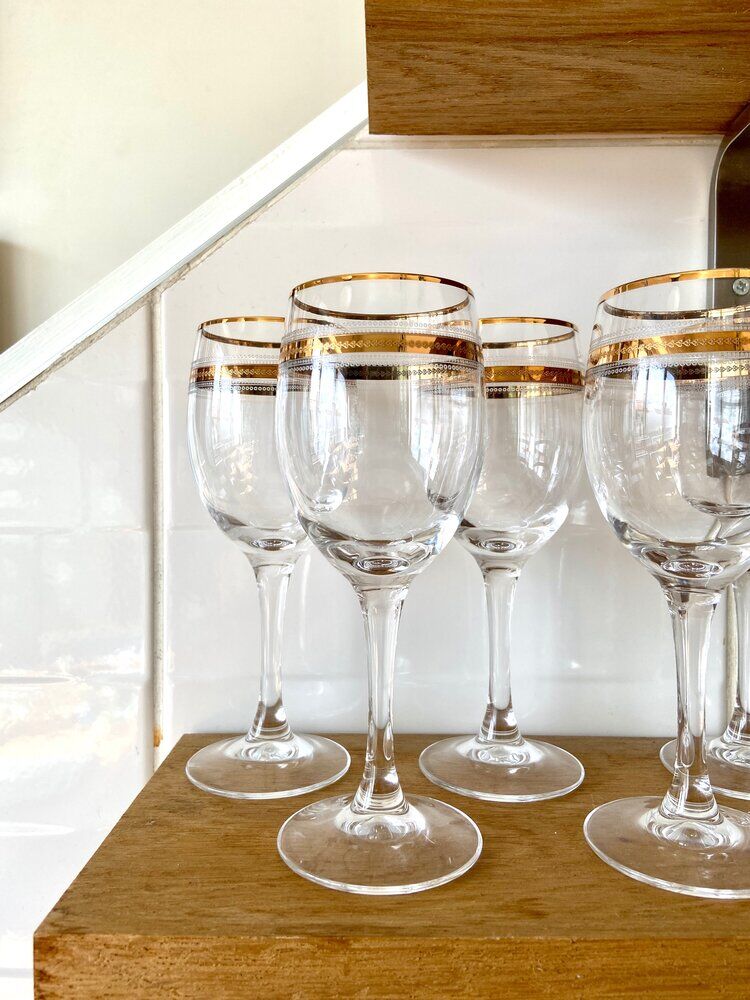 9 crystal walking glasses with gilding