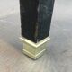 Rare small clock table in leather and brass. In the style of Jacques Adnet.