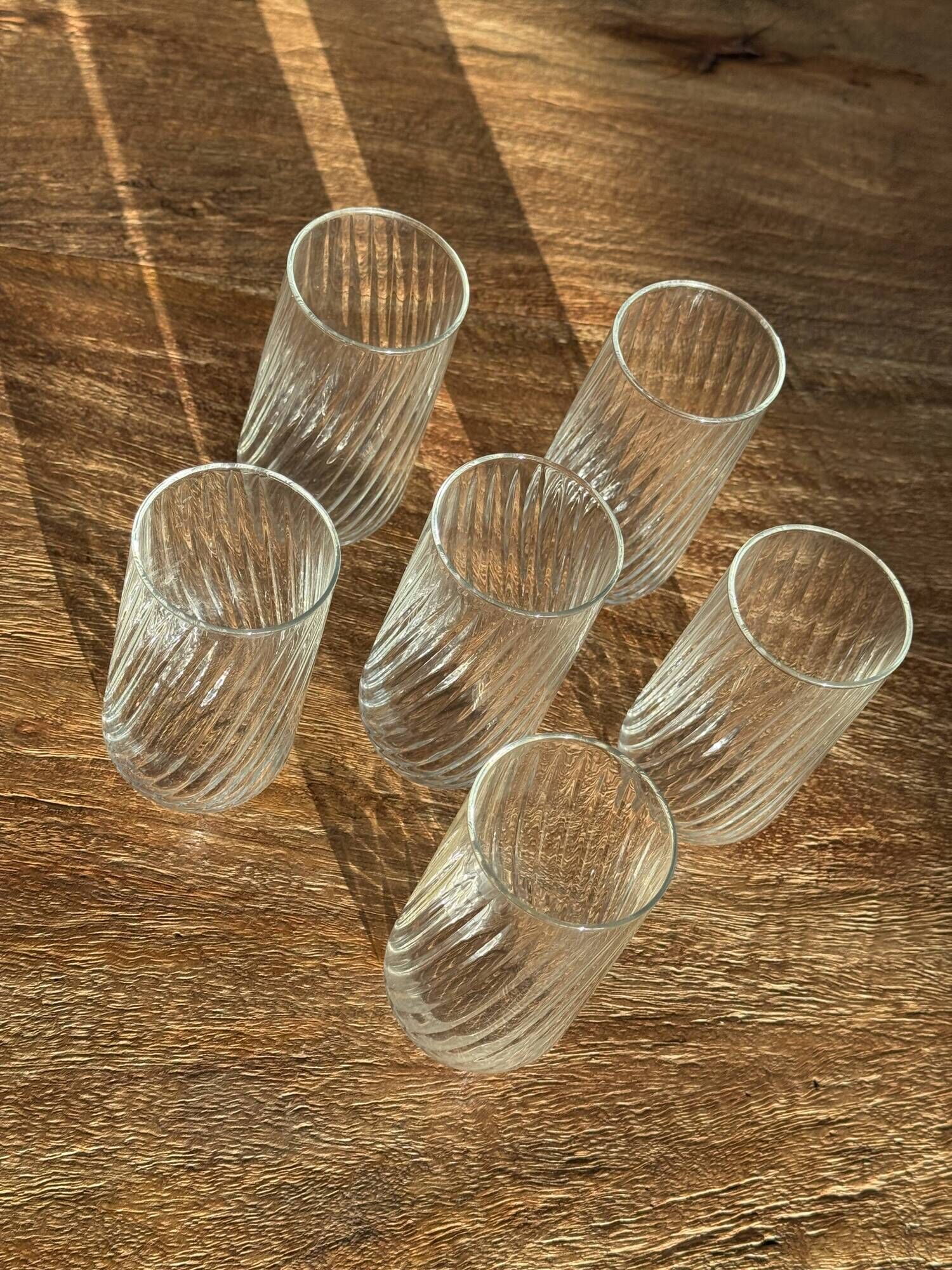 Set of 6 orangeade glasses in ribbed glass