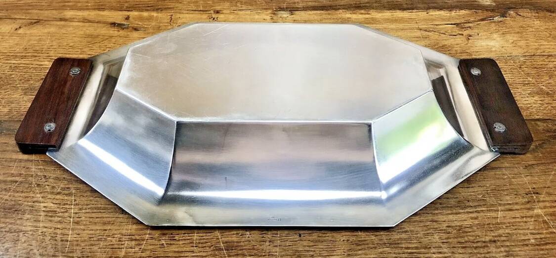 Bannette basket bread basket Art Deco silver metal Rosewood Christofle Alfenide