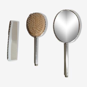 Mirror, brush and comb set