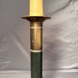Antique Empire Column Lamp Base, Gilded Brass, Green Candle Holder Chandelier