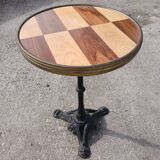 Bistro Table Unique - Graphic Marquetry Top & Cast Iron Base 1900