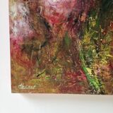 Table oil on wood roses signed Perret